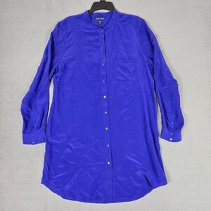 Eileen Fisher Cobalt Blue Button-Down Longline Shirt